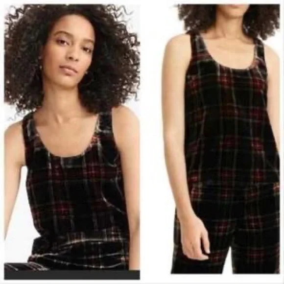 NWT J crew velvet plaid tank top - Picture 1 of 6
